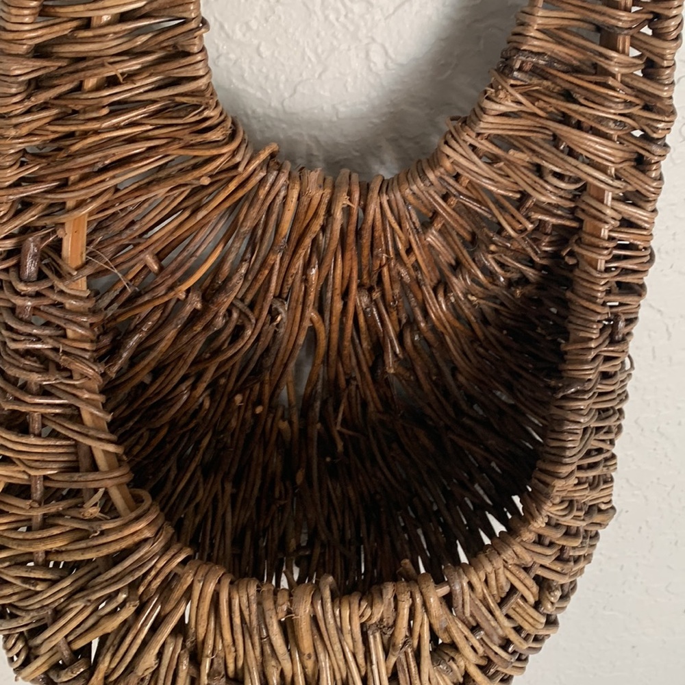 Boho woven hanging wall basket - Picture 6 of 10